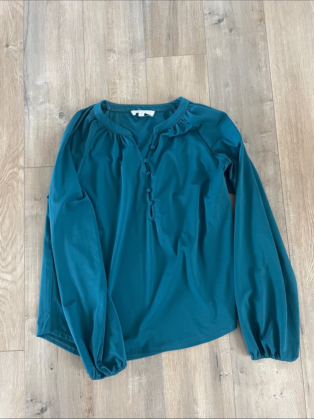 Teal Long-Sleeve Button Top - Women